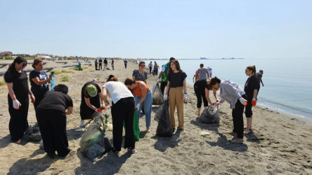 Hövsan qəsəbəsinin Xəzər dənizi sahilində ümumrespublika təmizlik aksiyası keçirilib