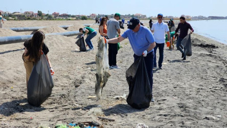 Hövsan qəsəbəsinin Xəzər dənizi sahilində ümumrespublika təmizlik aksiyası keçirilib