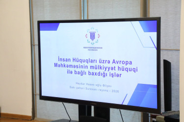 Oktyabrın 9-da Hüquq və İnsan Haqları İnstitutu tərəfindən “Mülkiyyət hüququnun qorunması və Avropa Konvensiyası” mövzusunda Suraxanı Rayon İcra Hakimiyyətinin əməkdaşları üçün təlim təşkil olunub