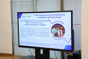 Oktyabrın 9-da Hüquq və İnsan Haqları İnstitutu tərəfindən “Mülkiyyət hüququnun qorunması və Avropa Konvensiyası” mövzusunda Suraxanı Rayon İcra Hakimiyyətinin əməkdaşları üçün təlim təşkil olunub